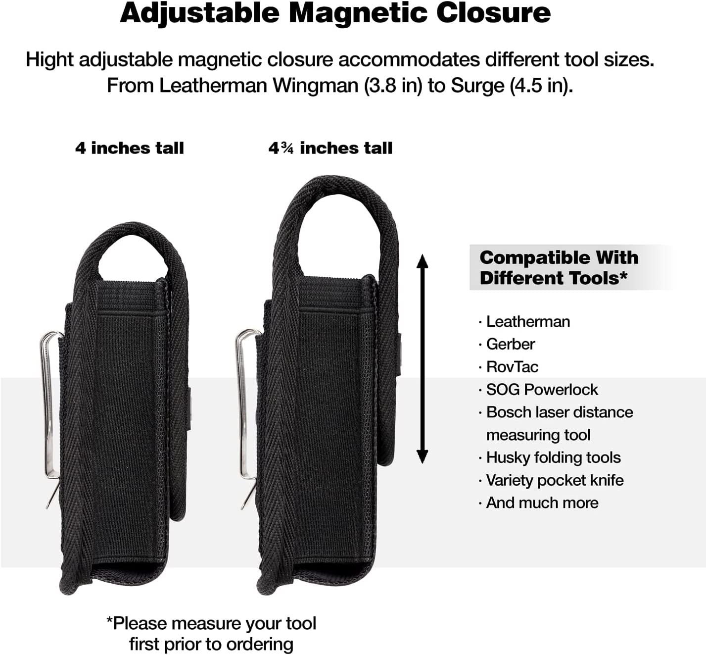 Magnetic Tool Sheath for Leatherman – Nylon Belt Pouch Fits Wave Plus, Wingma…