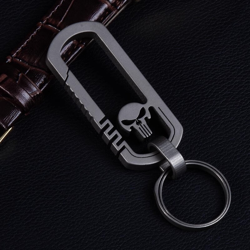 Titanium Alloy Skull Quick Release Hanging Buckle Car Keychain Key Ring EDC Gift
