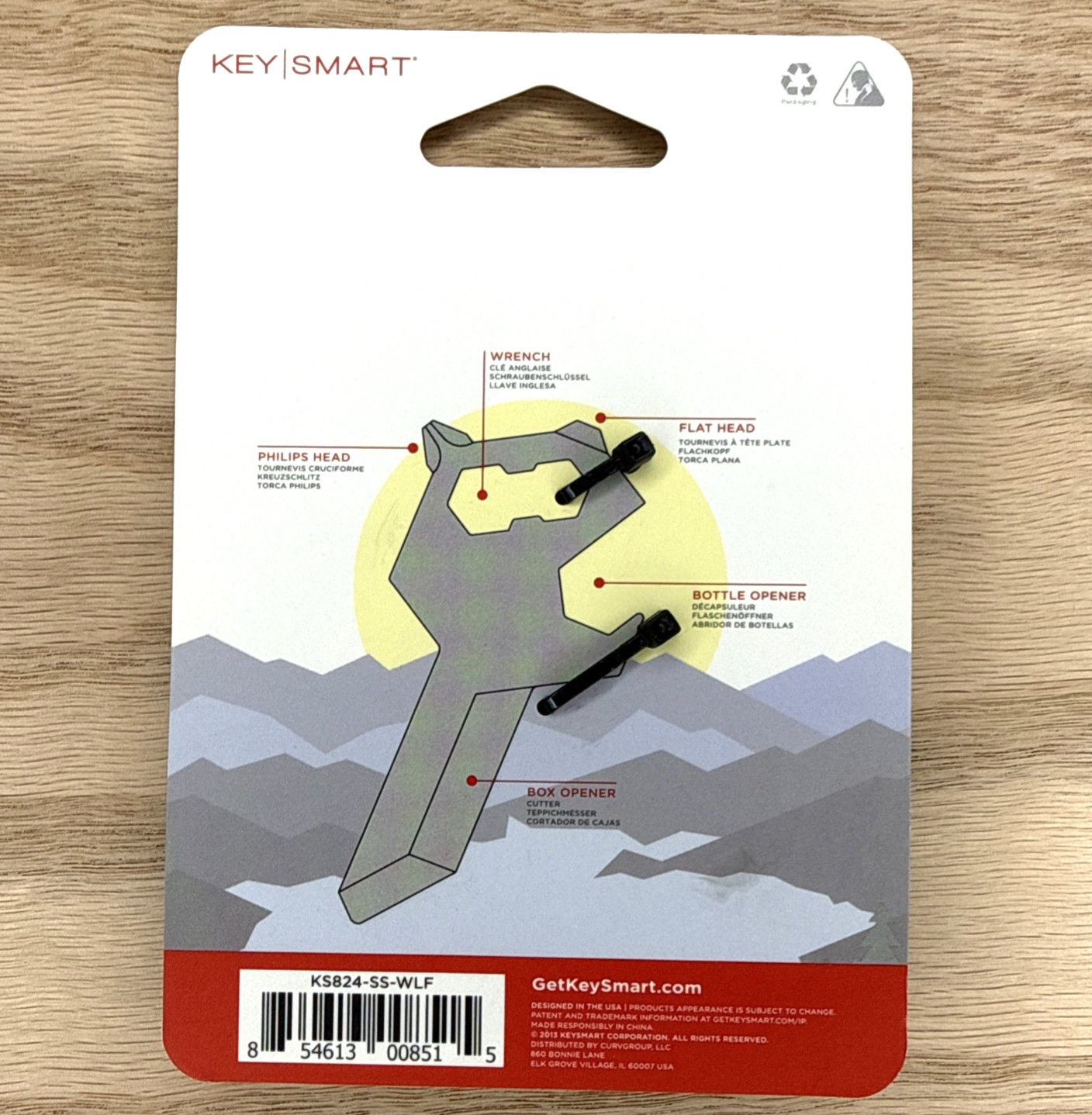 KeySmart AllTul Wolf Multi-tool for Keyring or Wallet – Stainless Steel (NEW)
