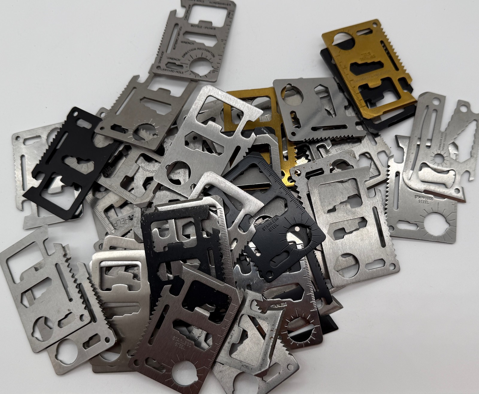 25 LOT Pocket Survival 11 in 1 Camping Tool Stainless Steel Credit Card Bug Out