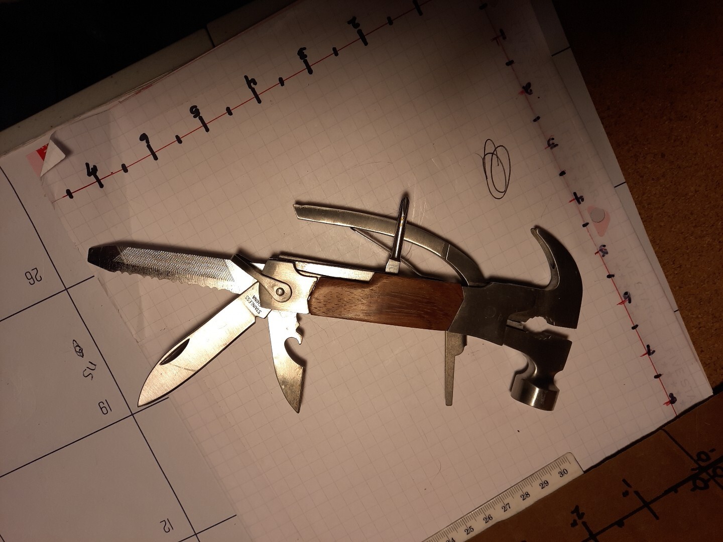 Eddie Bauer 13 Function Wood Hammer Multi Tool Unique. Used 5.5″ X 3″