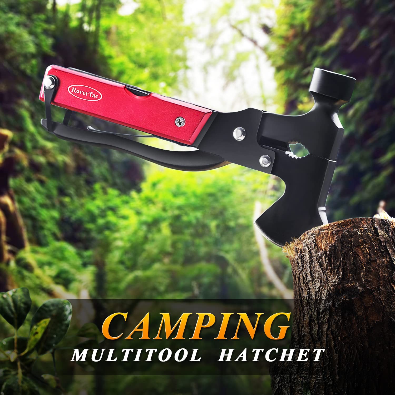 RoverTac 14in1 Multitool Camping Axe Hatchet – Essential Camping Gear with Kn…