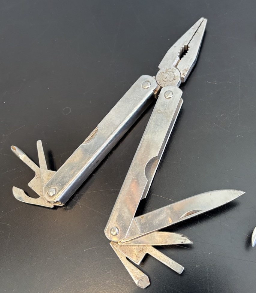 Lot Of 3 Camping Hunting Multi Tool Knives Stainless China & Wilcor Silver & Red