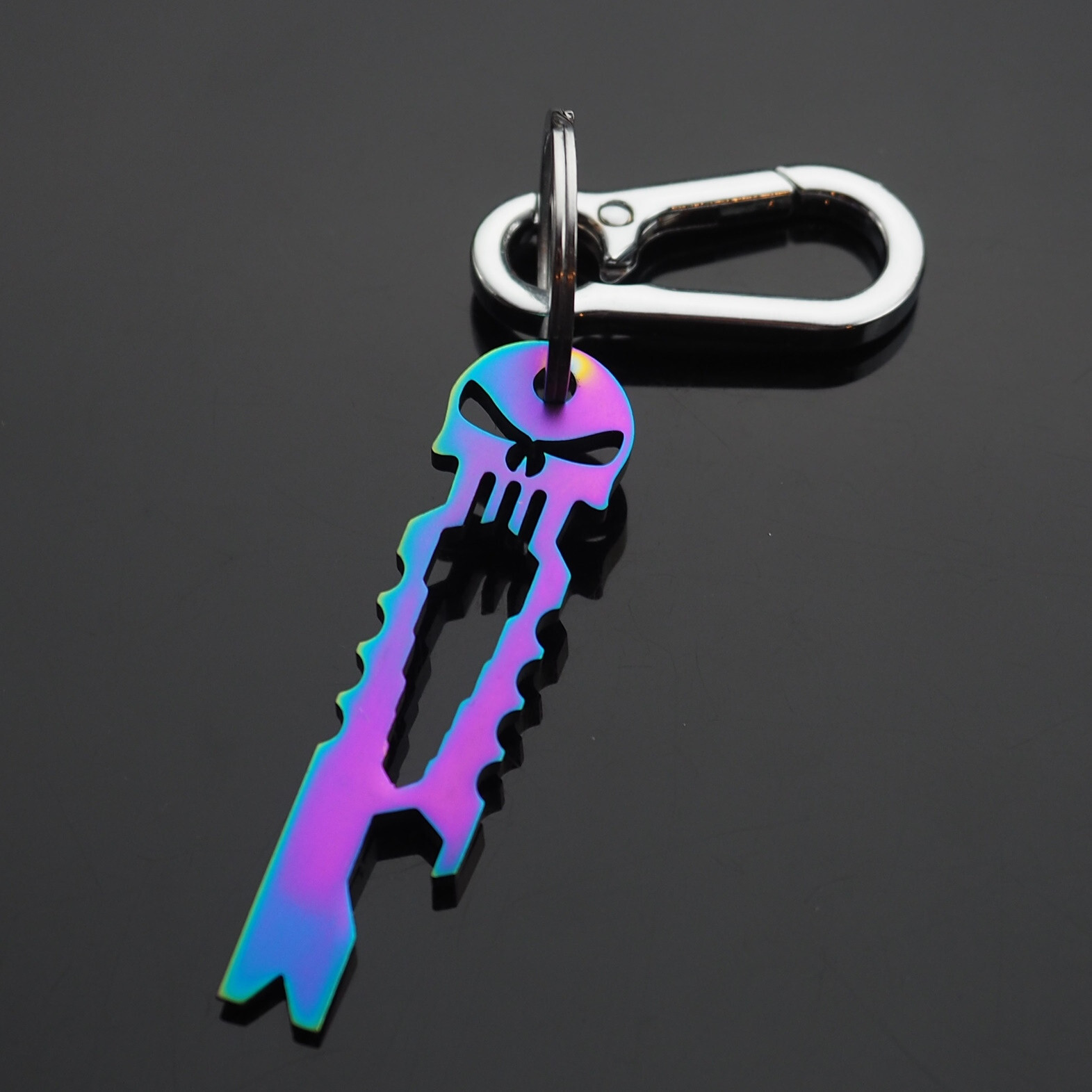 Skull Keychain Crowbar Screwdriver Hex Wrench Carabiner Clip Opener EDC – Neon