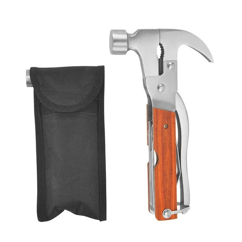 Multitool Claw Hammer – 16-in-1 Survival Tool with Wooden Handle for Camping