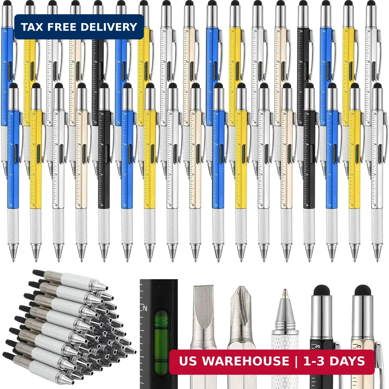 Yeaqee 40 Pcs Fathers Day Bulk Men Gifts 6 in 1 Screwdriver Multi Tool Pens with