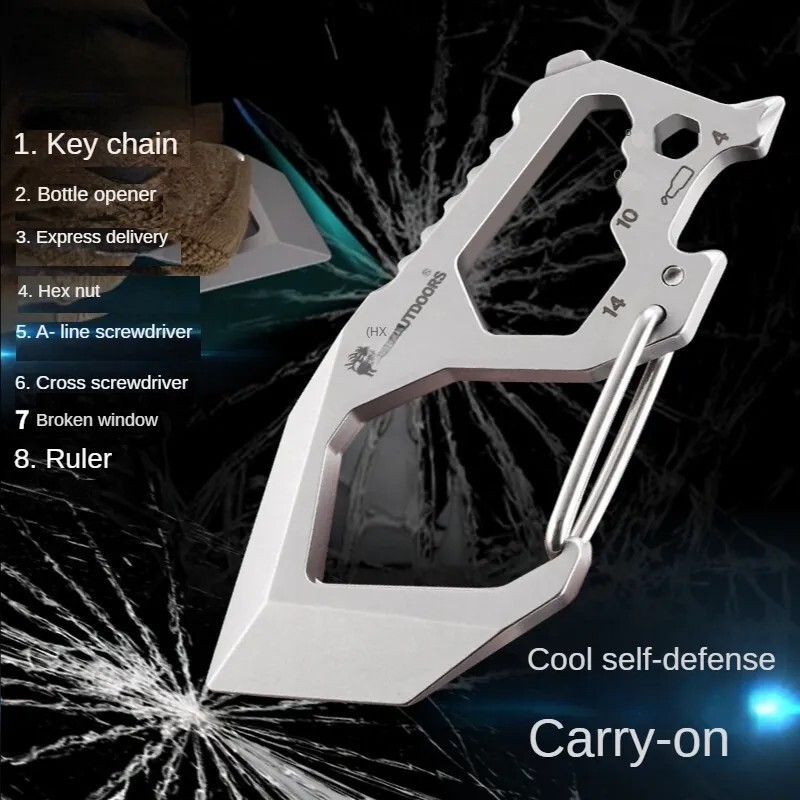 HX Outdoors Little Shark Express Buckle Carabiner Keychain EDC 8-in-1 Multitool
