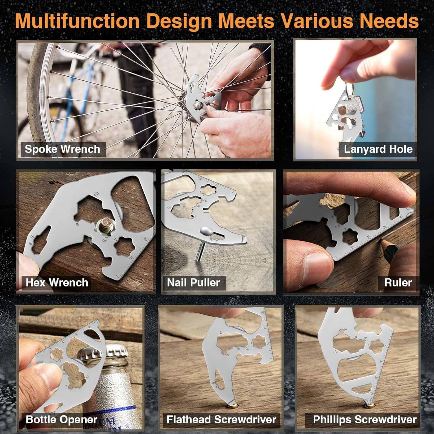 12 in 1 Polar Bear Keychain Multi-Tool Gear Bottle Opener Screwdriver