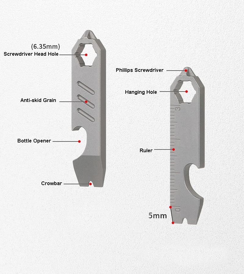 Mini Titanium Keychain Multi Tools Pry Bar Crowbar Opener Outdoor Pocket EDC