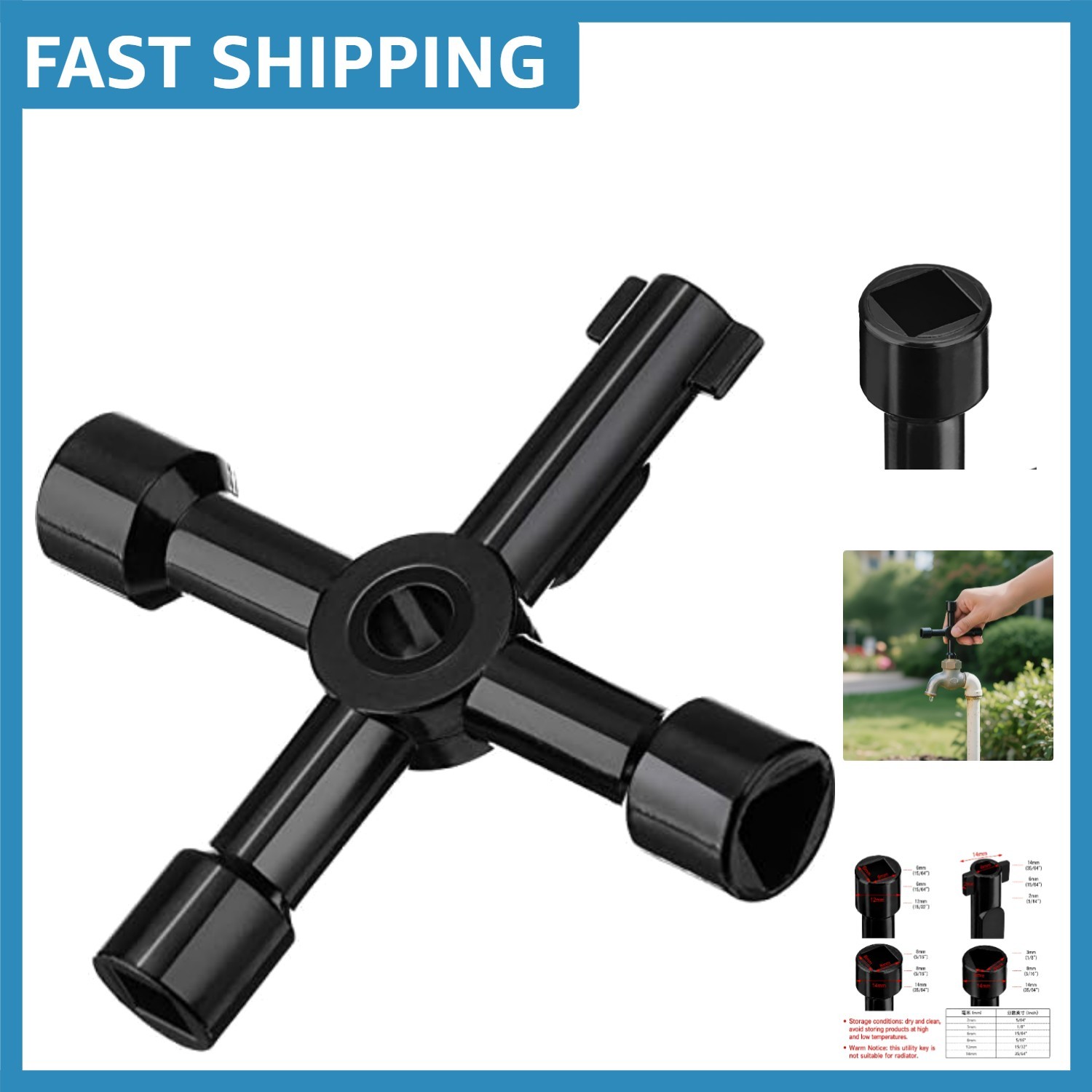 Portable and Compact 4-Way Sillcock Key – Ideal for Home and Professional Use