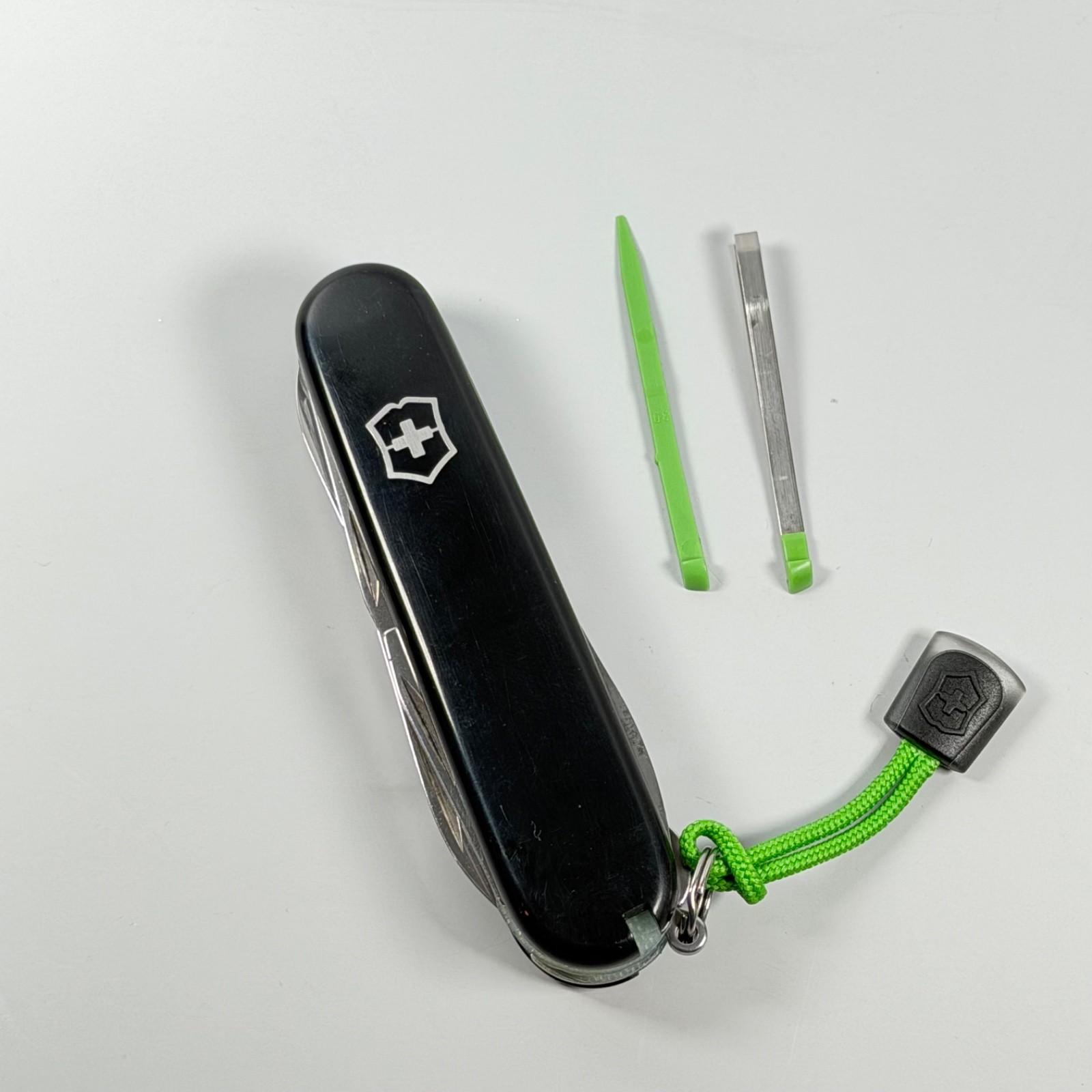 Victorinox Black Super Tinker Custom Sea Glass G10 Liners Green Tools SAK