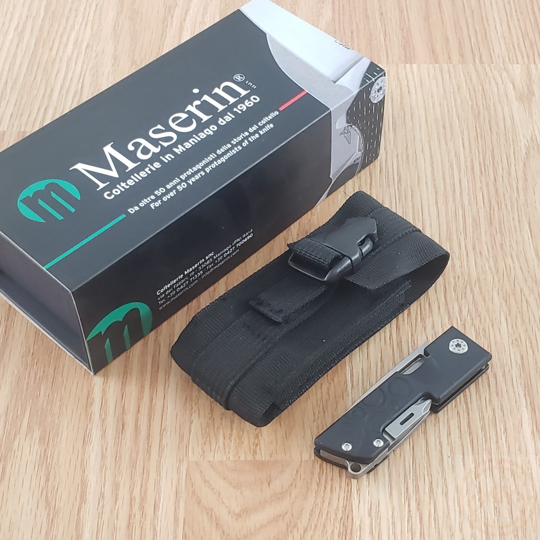 Maserin D-DUT Multi Tool Pocket Knife 440 Steel Blade Black Aluminum Handle