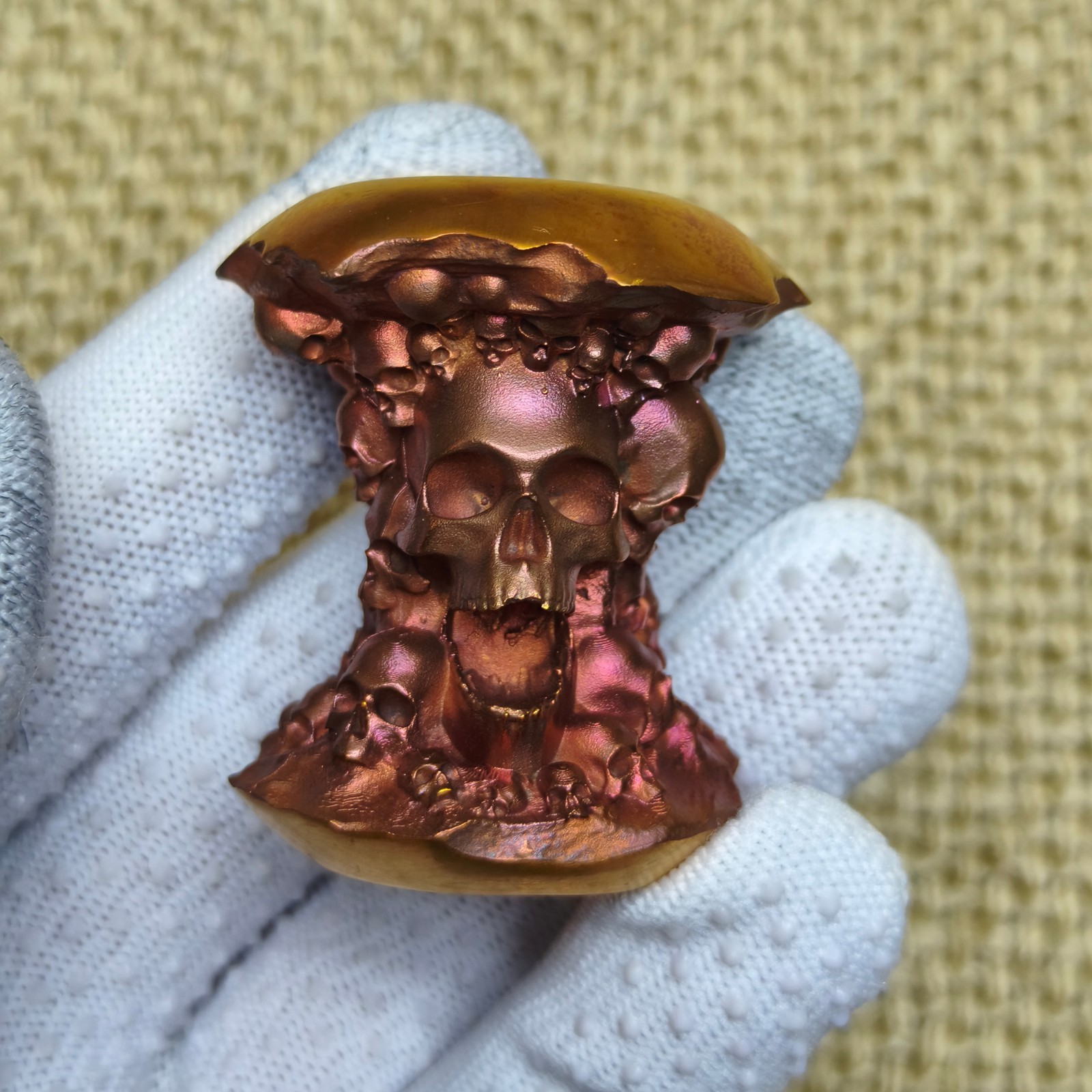 Pure Red purple copper death head skeleton ornament Solid Artistic statue apple