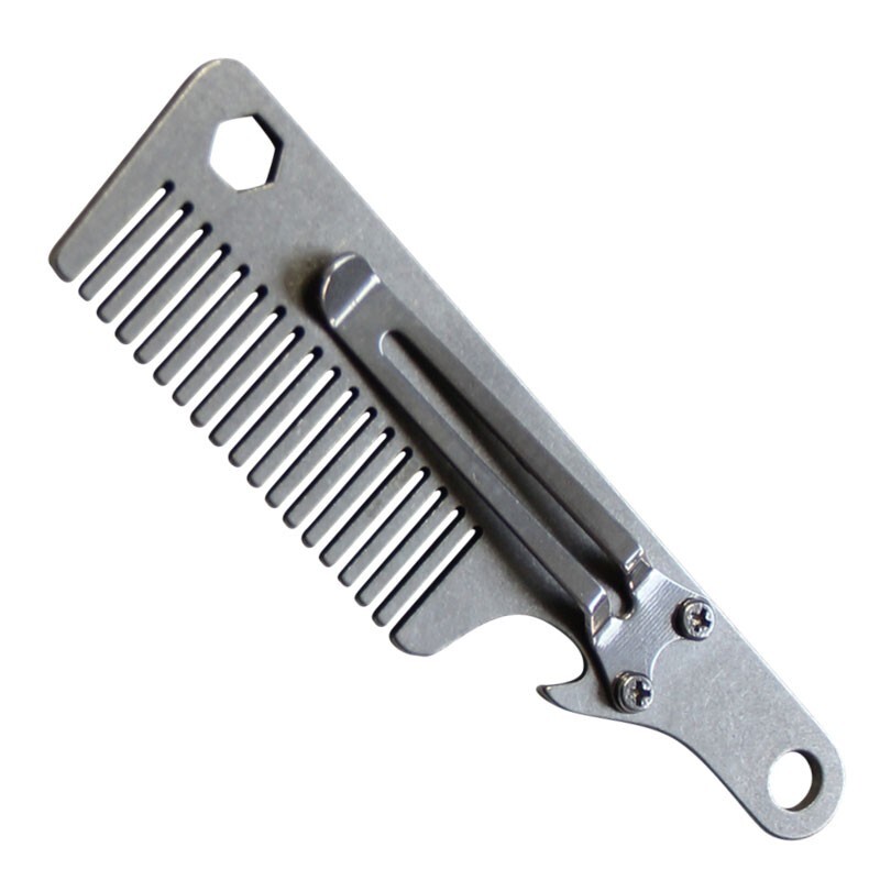 Titanium Alloy EDC Multi Tools Pocket Comb Portable Outdoor Keychain Hair Care