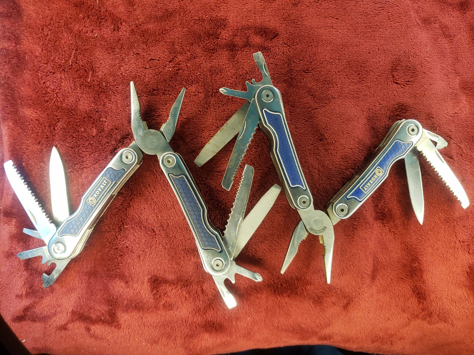 Lot of 2 Kobalt Blue Mini Multi Tool Knife