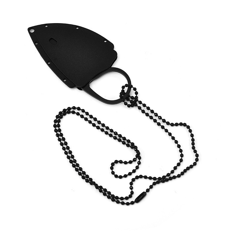 Smal Stainless Steel Outdoor Knife Camping Straight Knife with Chain Survival