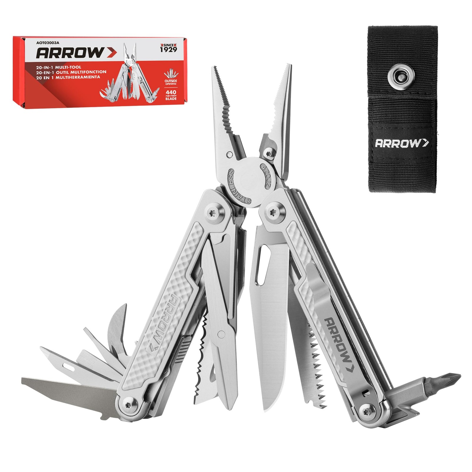 ARROW 20-In-1 Multi Tool Pliers, Gifts for Men Dad, Stainless Steel EDC Multi…