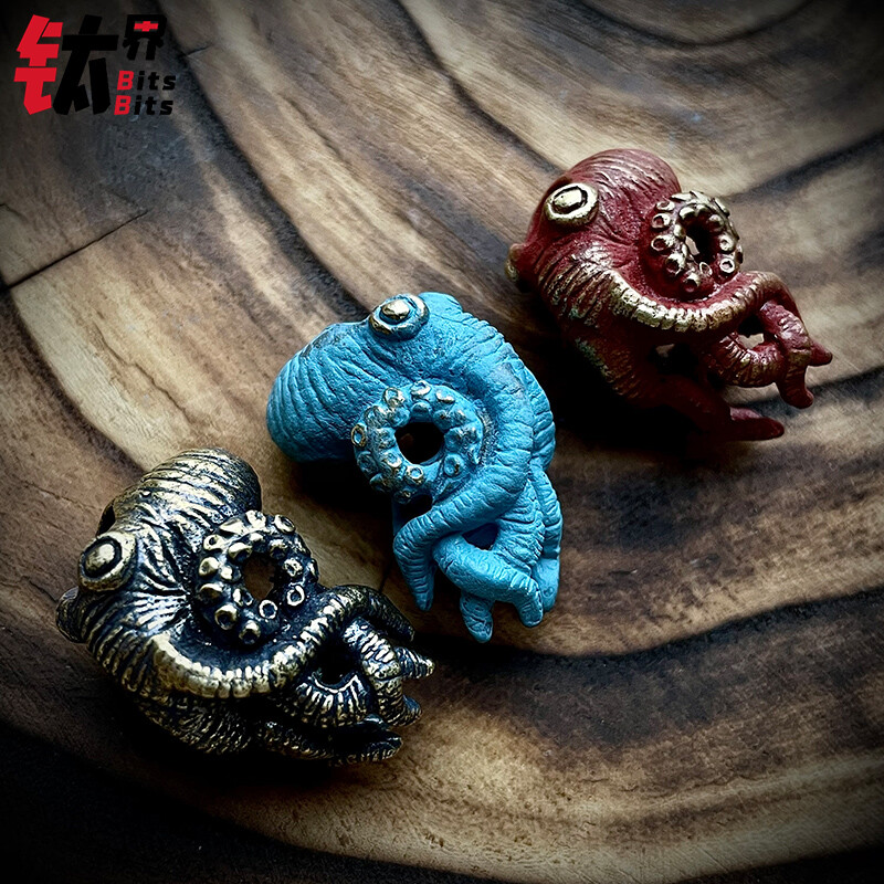 New Pure Brass Octopus Beads Pendant Paracord Decorations Edc Multif Tools