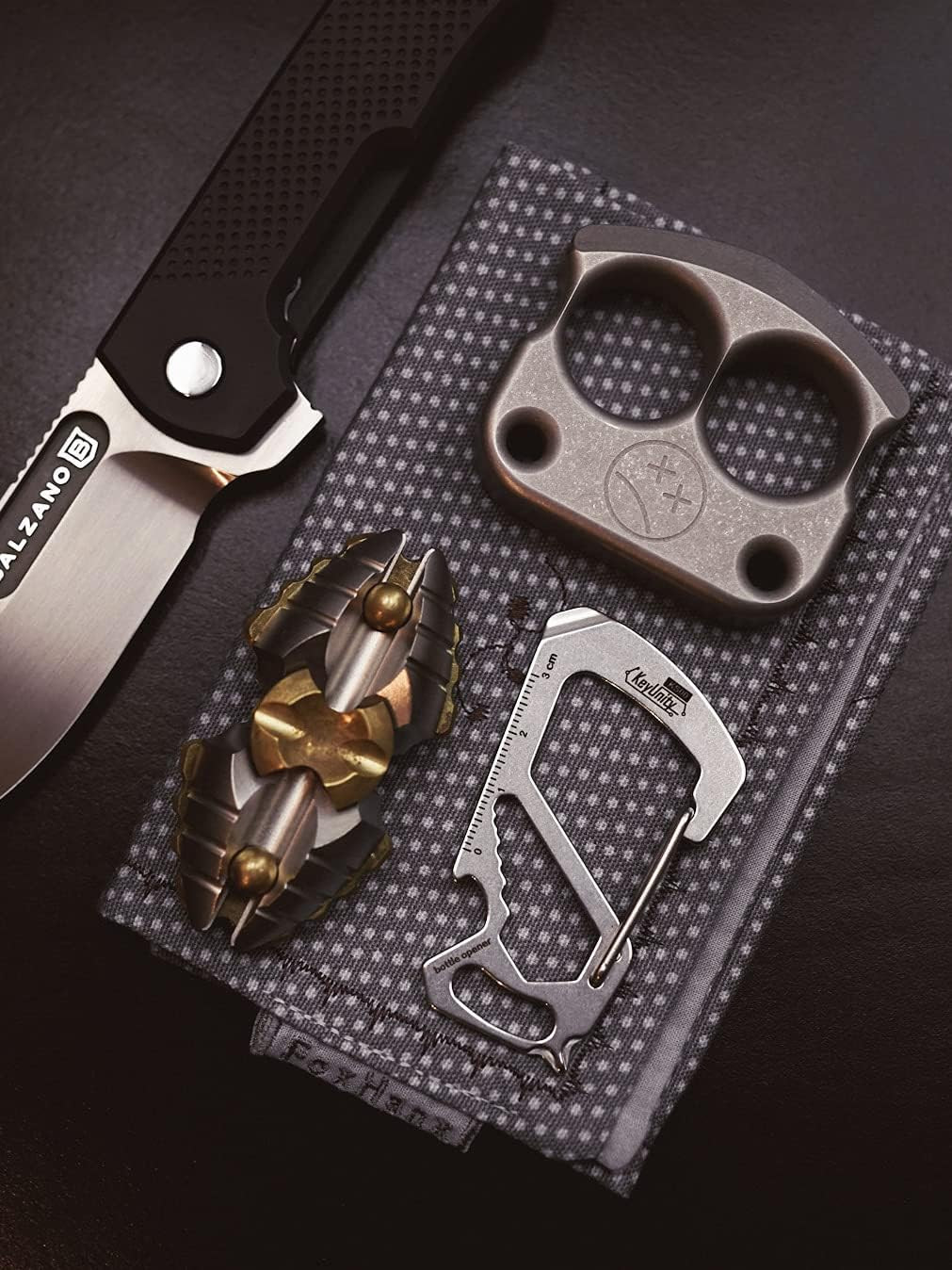KS00 Carabiner Clip Multitool Stainless Steel 7 Tools in 1, Quick Release Clasp,
