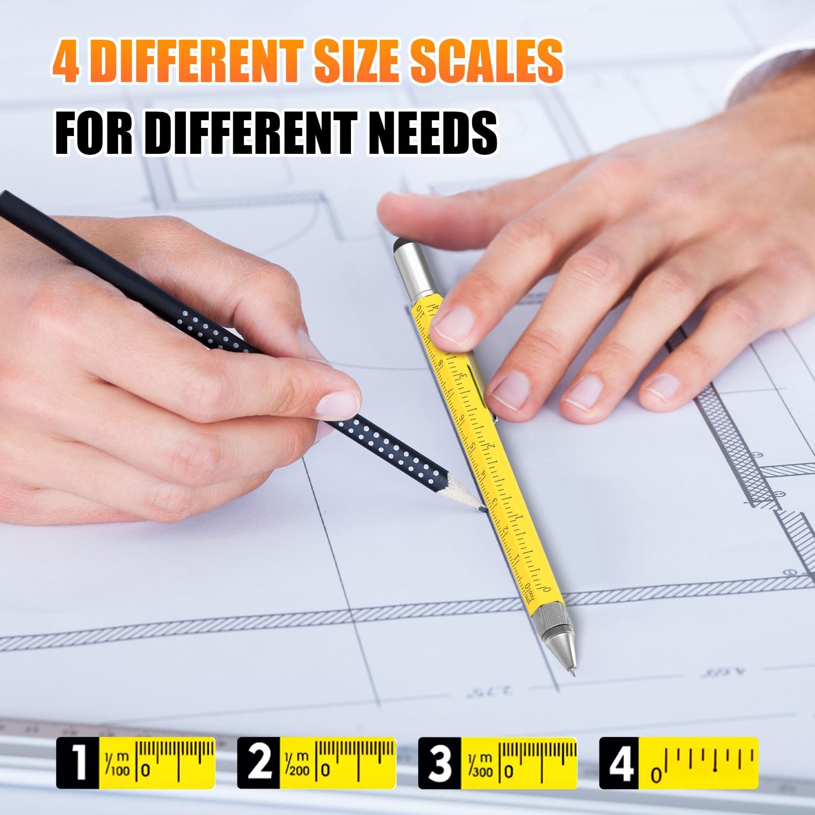 6 In 1 Multi Tool Pen Set with Ruler Level Ballpoint Pen for Men Dads
