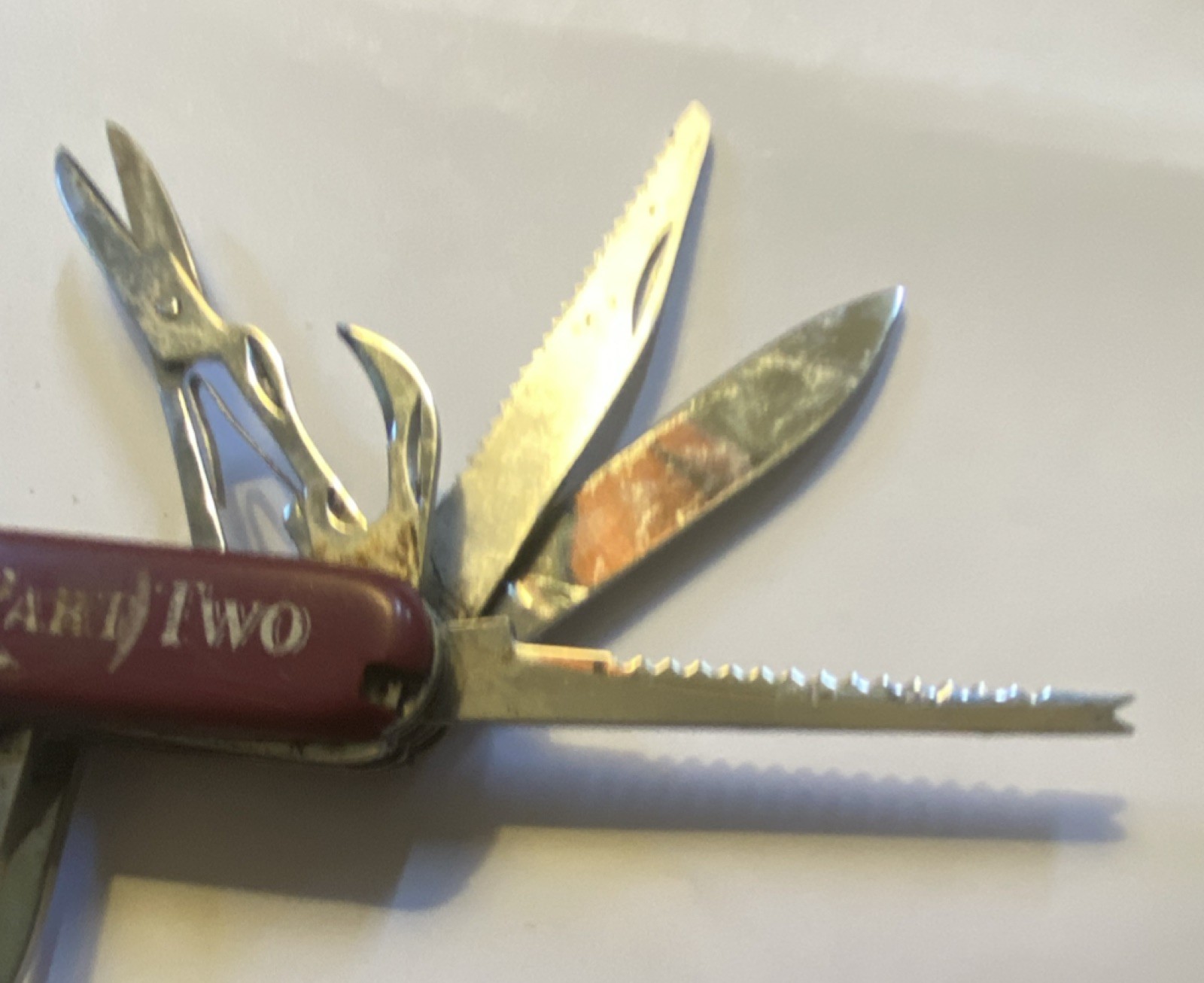 Part Two Red Multi-Tool, 10 Tools, Stainless Steel Knife, Scissors, Corkscrew