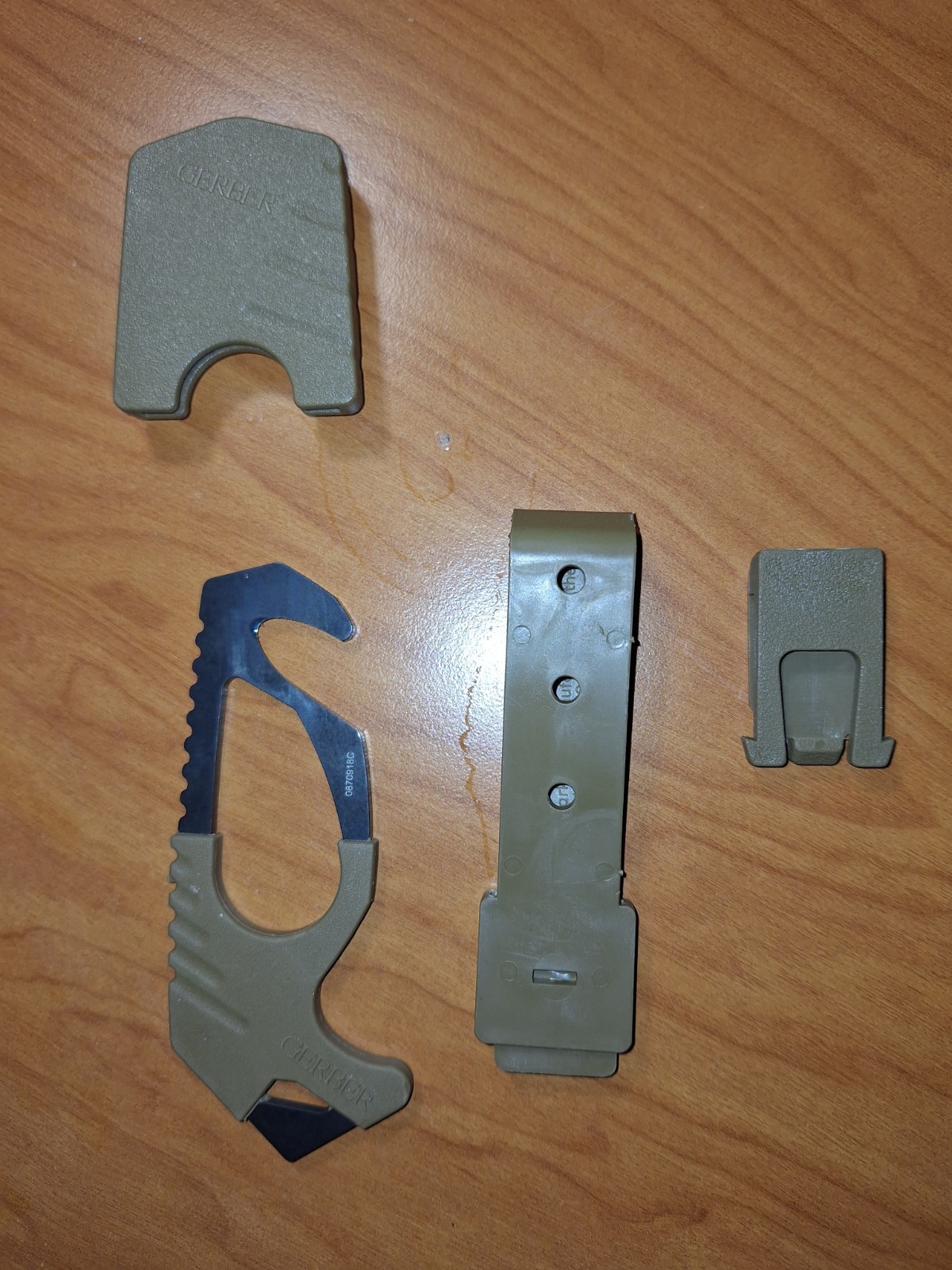 Military Surplus Gerber Strap Cutter/Glass Breaker Coyote Brown Belt/Malice Clip