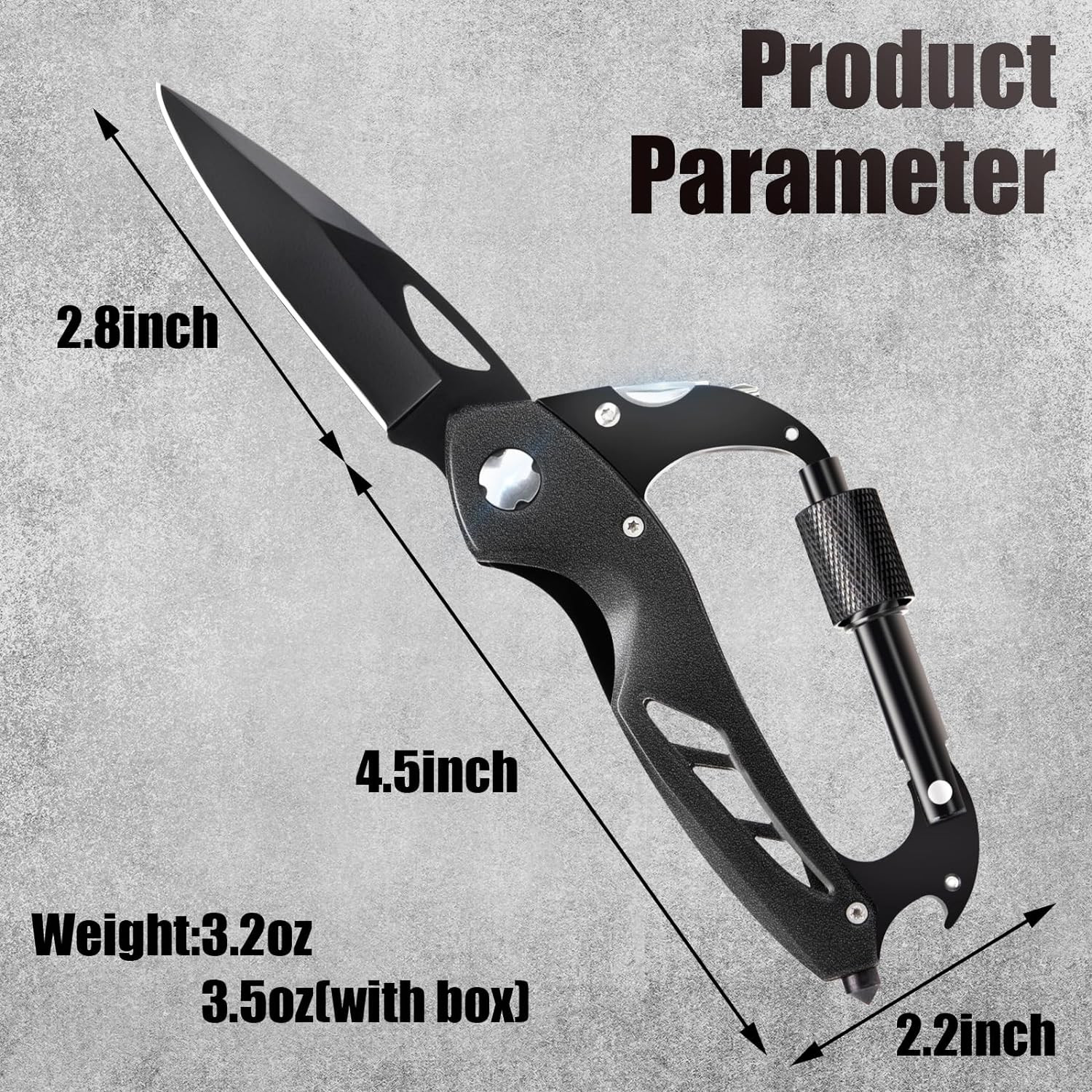 Multitool Carabiner + Pocket Knife Bottle Opener and Screwdriver Survival Gear