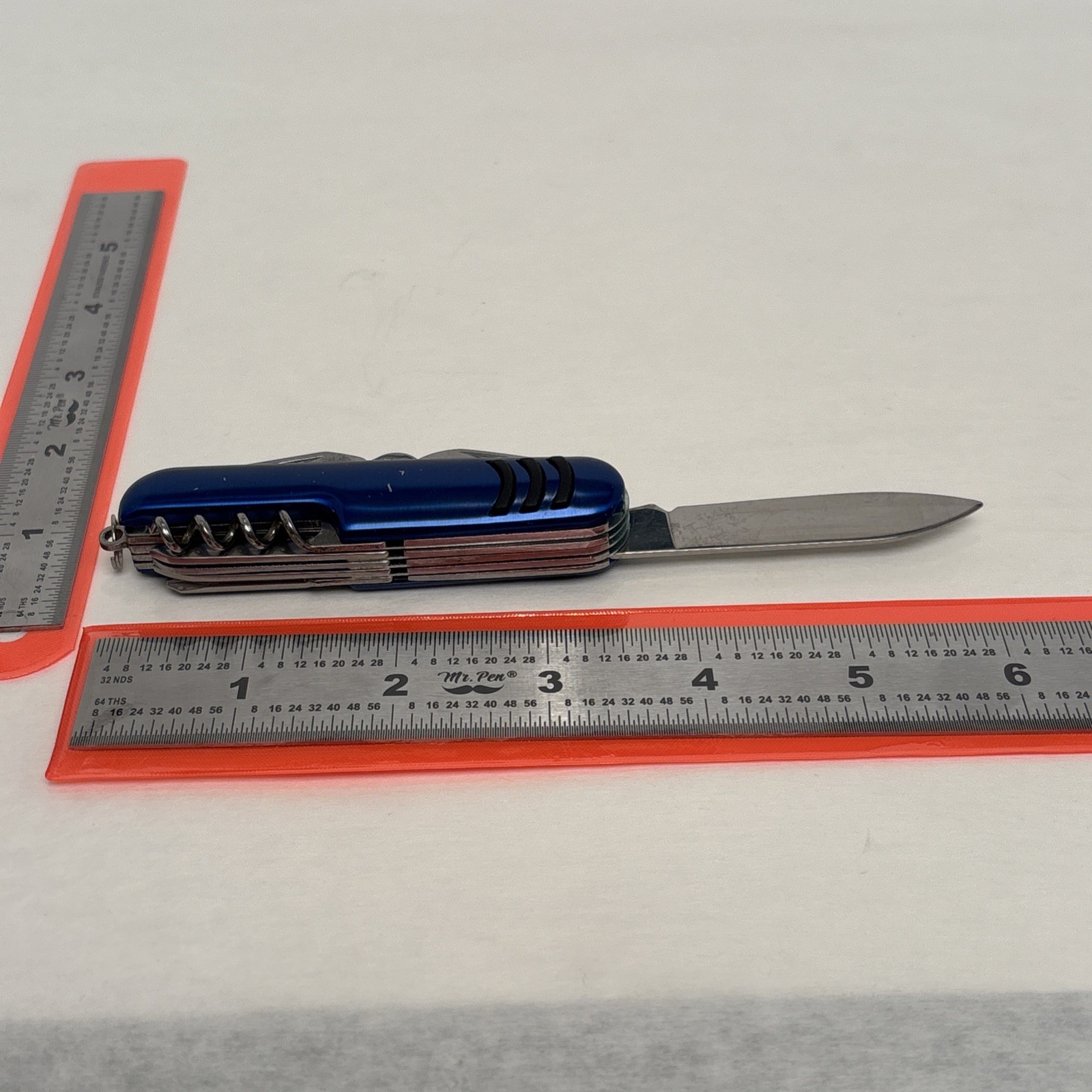 Multi-Use Pocket Knife with Survival Tools Blue w/ Black Accents Camp Hunt Fish