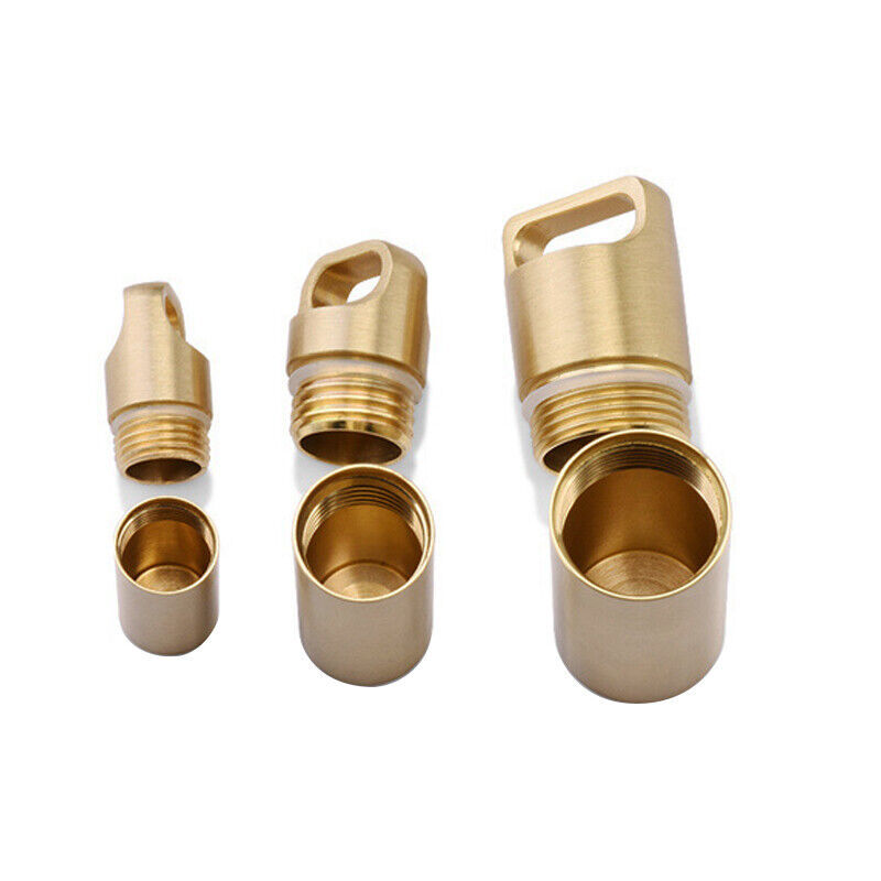 Solid Brass Survival Multi EDC Tools Waterproof Key Storage Container Pill Box