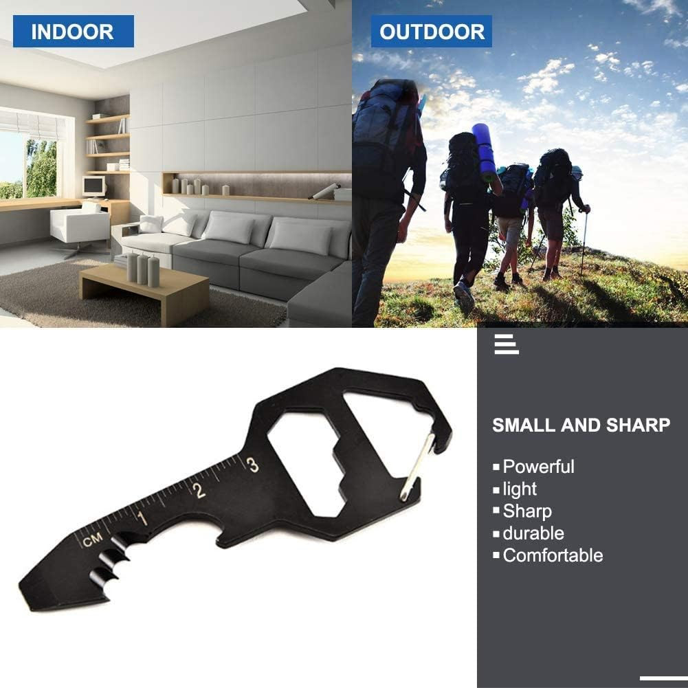 2PCS Keychain Bottle Opener Multi Tool, 100% Stainless Steel EDC Gadget, 6 Tools