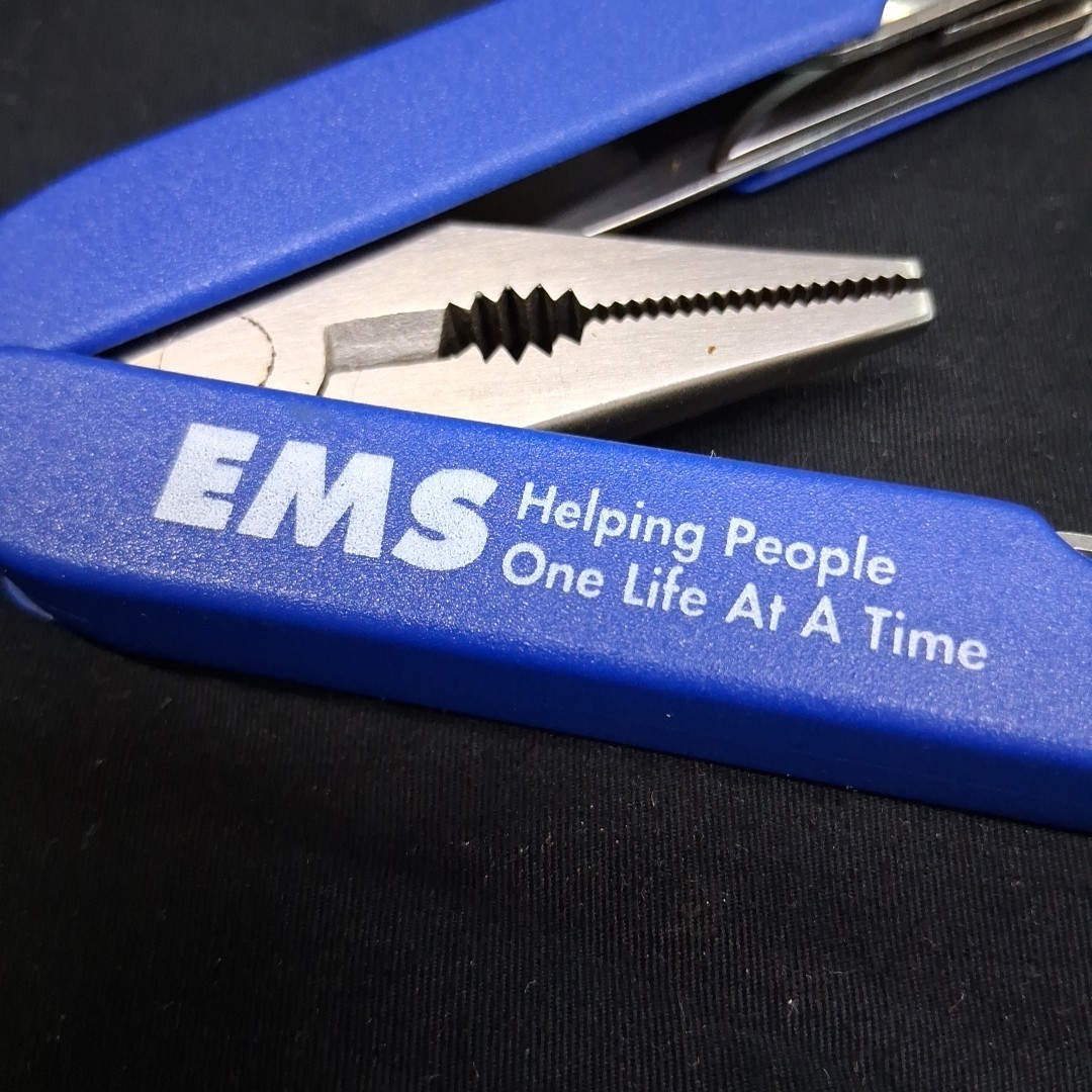 Vintage EMS Advertising 4″ Blue Needle Nose Pliers Multi-Tool & Case