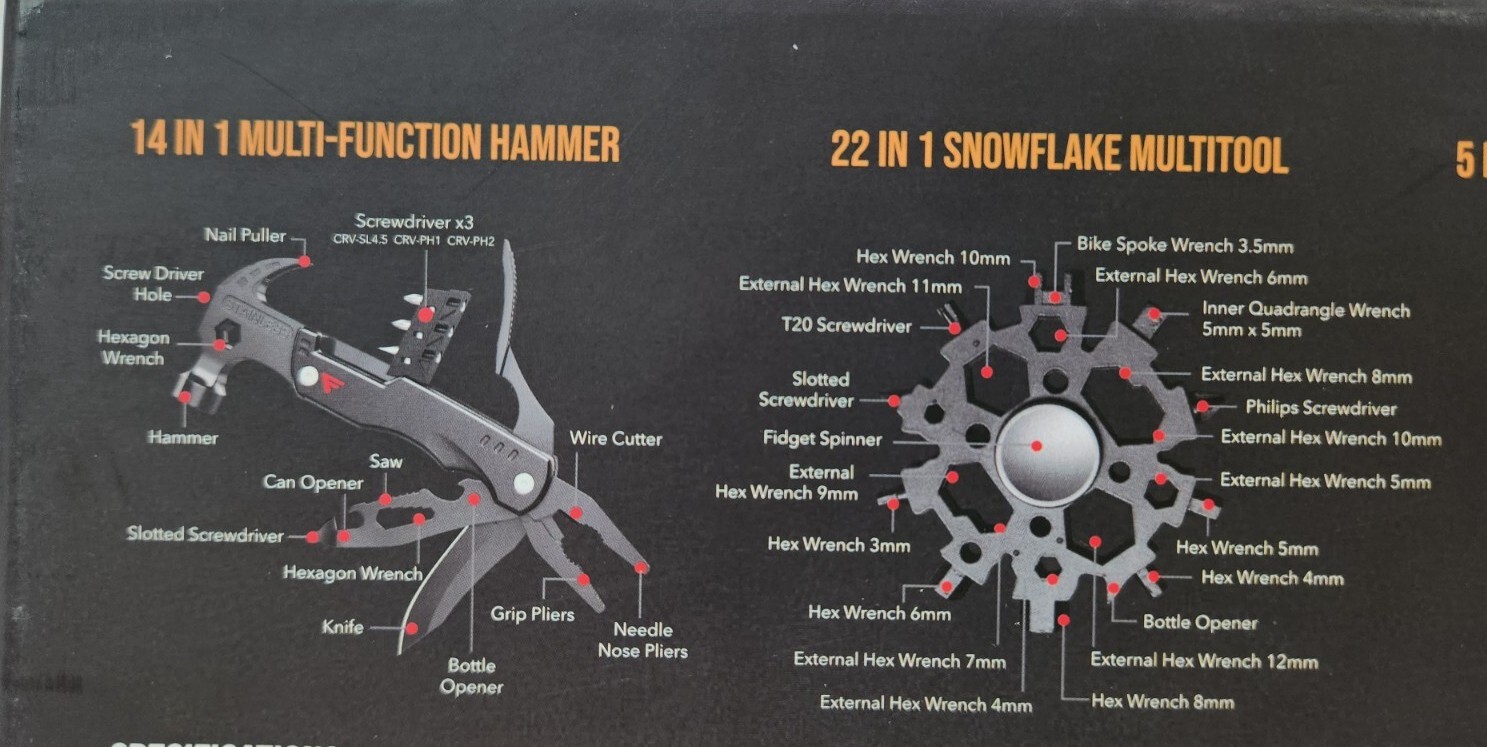 Fivejoy Multi Tools Purpose Emergency Survival Axe Hatchet Hammer Gear Kit Set