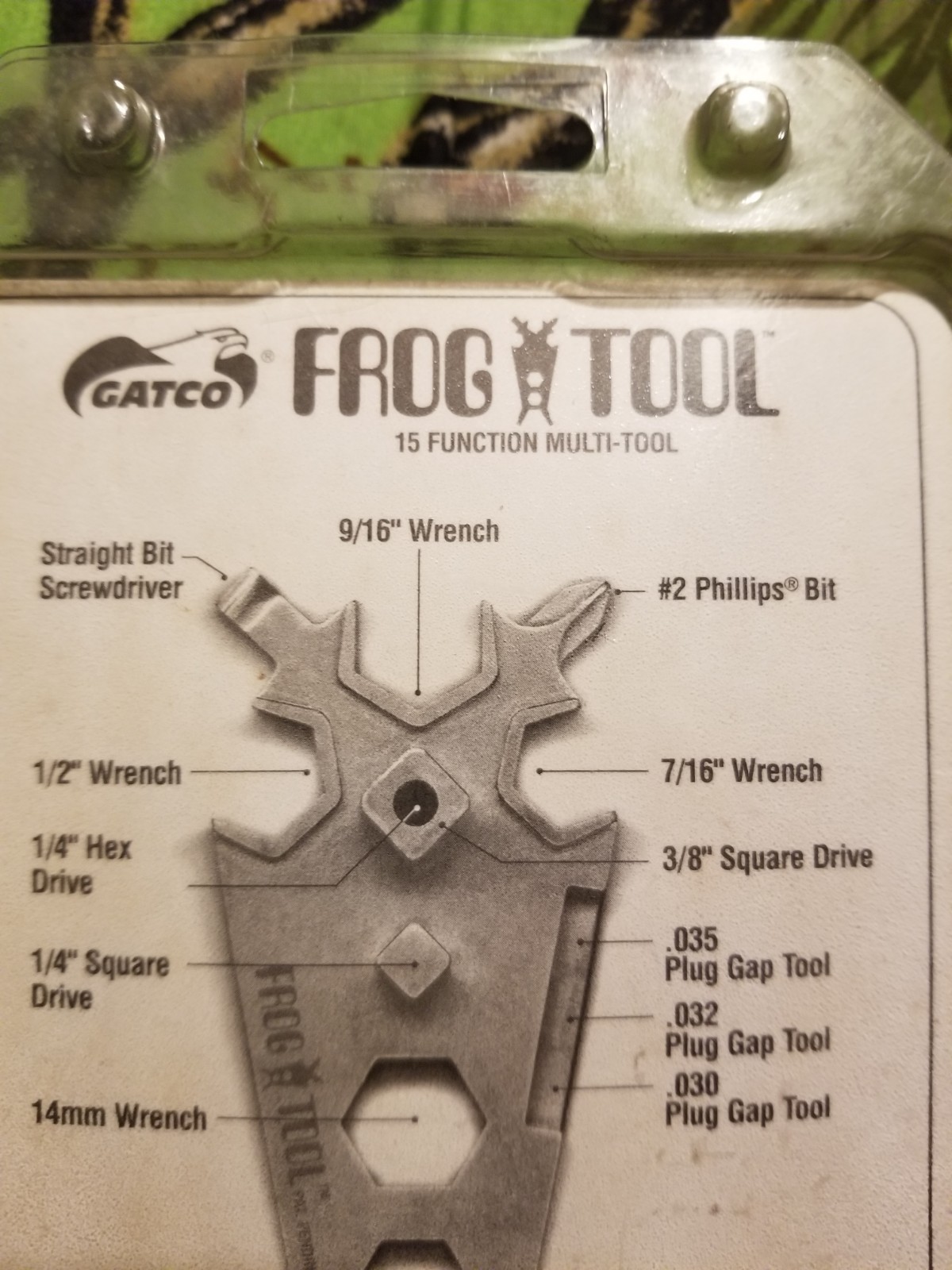 GATCO Frog Tool, a 15-function multi-tool made of stainless steel.