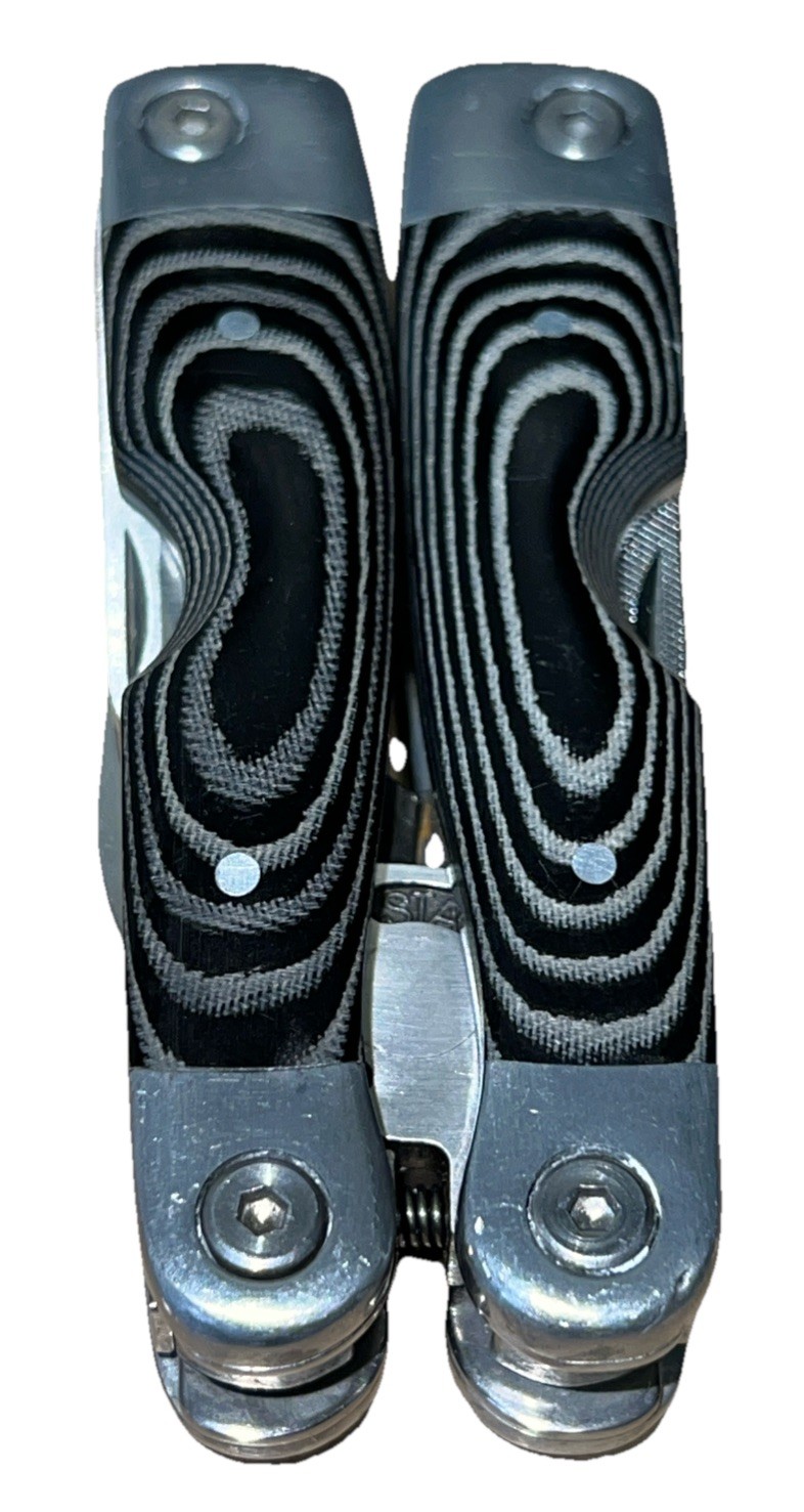 Grand Way Multi-Tool 9-Function Stainless Steel #2CR Black Swirl 6”