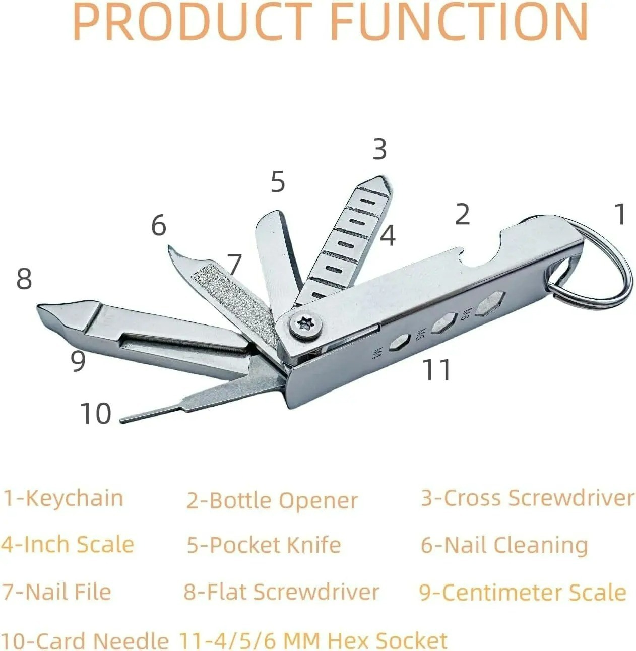 Keychain Pocket Multitool EDC Sim Card Opener bottle Knife Screwdriver Hex file