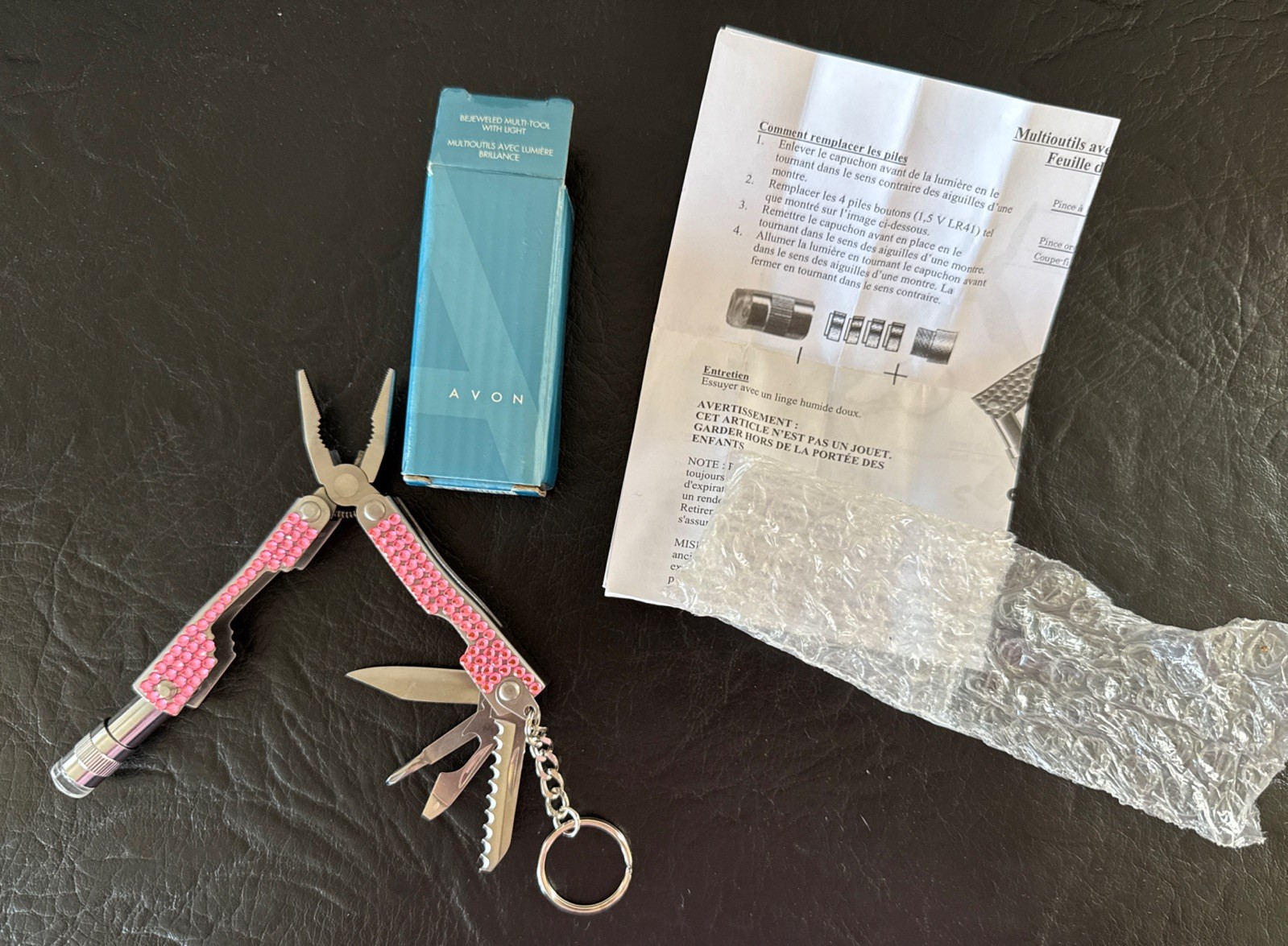 Avon Pink Bejeweled Multi Tool With Light NIB WORKS