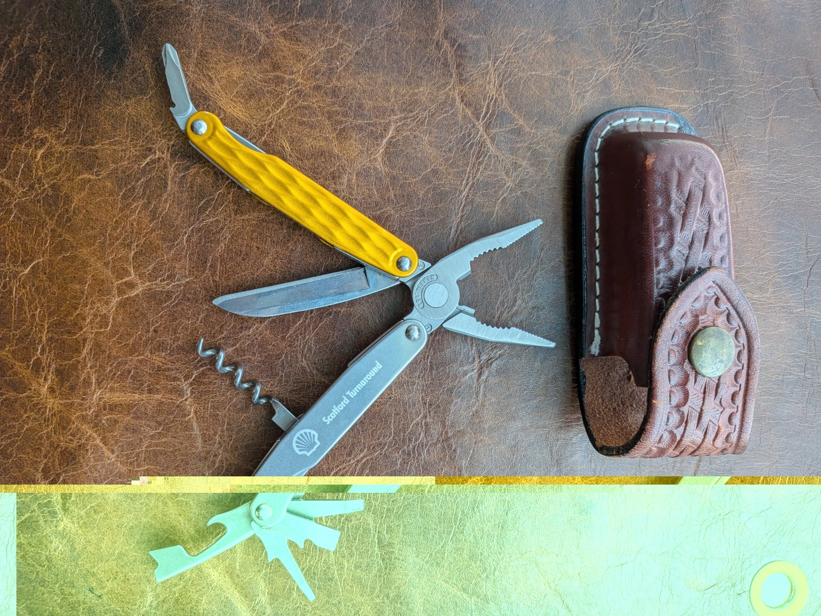 Retired Leatherman Juice C2 Multi-Tool Yellow Shell Laser Etched w/ Leather Case