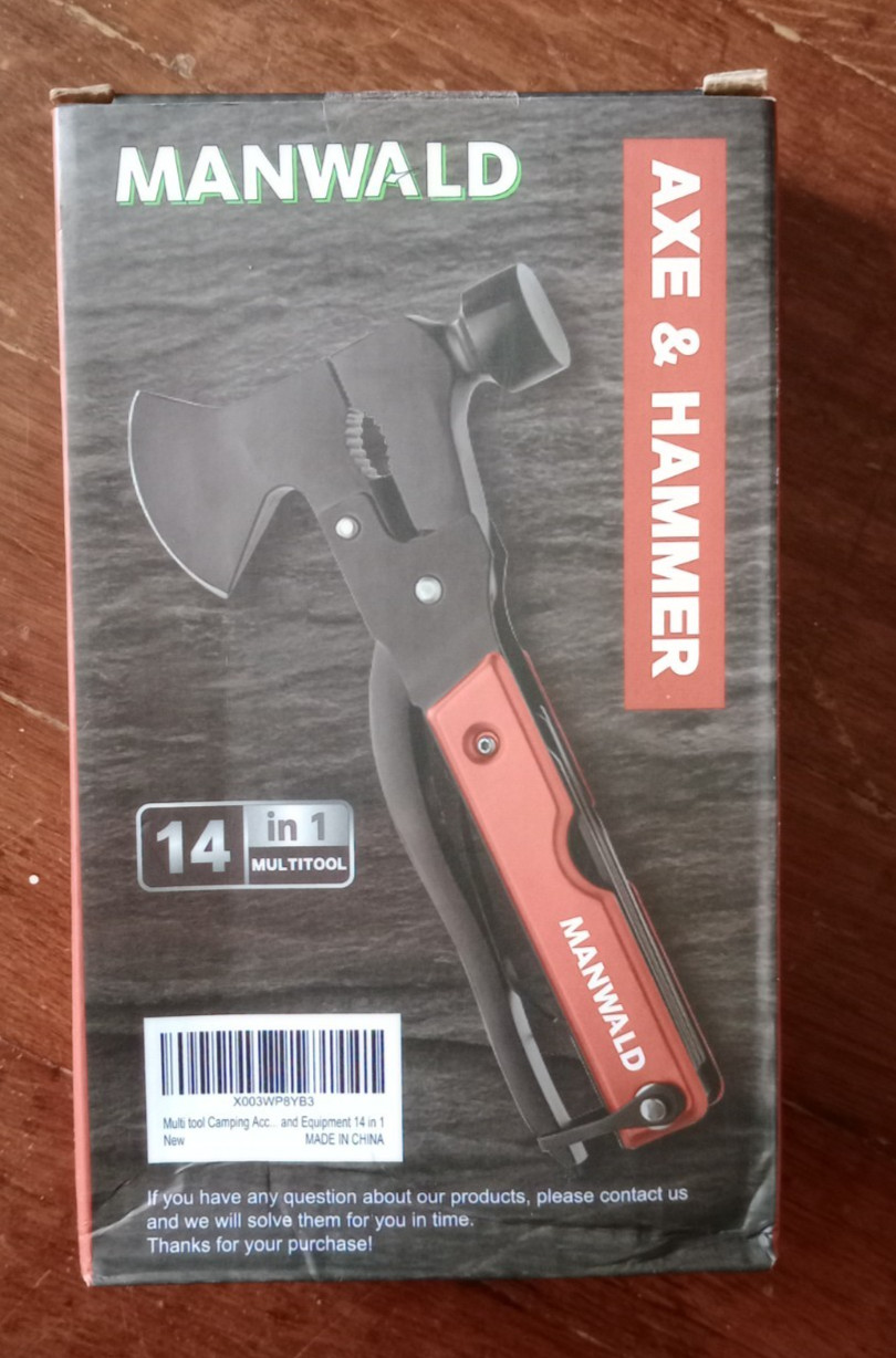 14-IN-1 MULTI-TOOL MANWALD CAMPING HATCHET AXE KNIFE HAMMER PLIERS POCKET TOOL