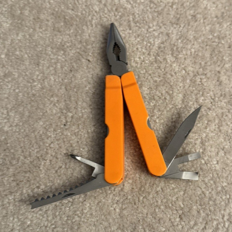 Orange/Black Foldable Multi-Tool Pliers 4 Tools Knife File Screwdriver 2″