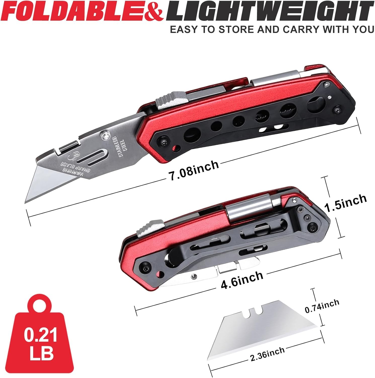Multitool Knife, Box Cutter, EDC, Work Folding Knifes, 6 in 1 Multitool for Men