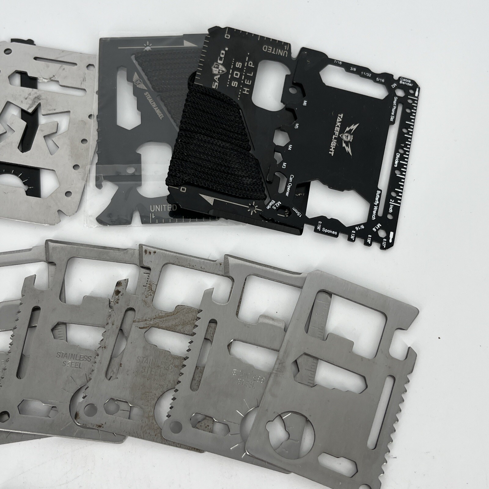 LOT OF 20 METAL WALLET/CREDIT CARD MUTI-TOOLS AND POCKET KNIFE SAFETY TOOLS