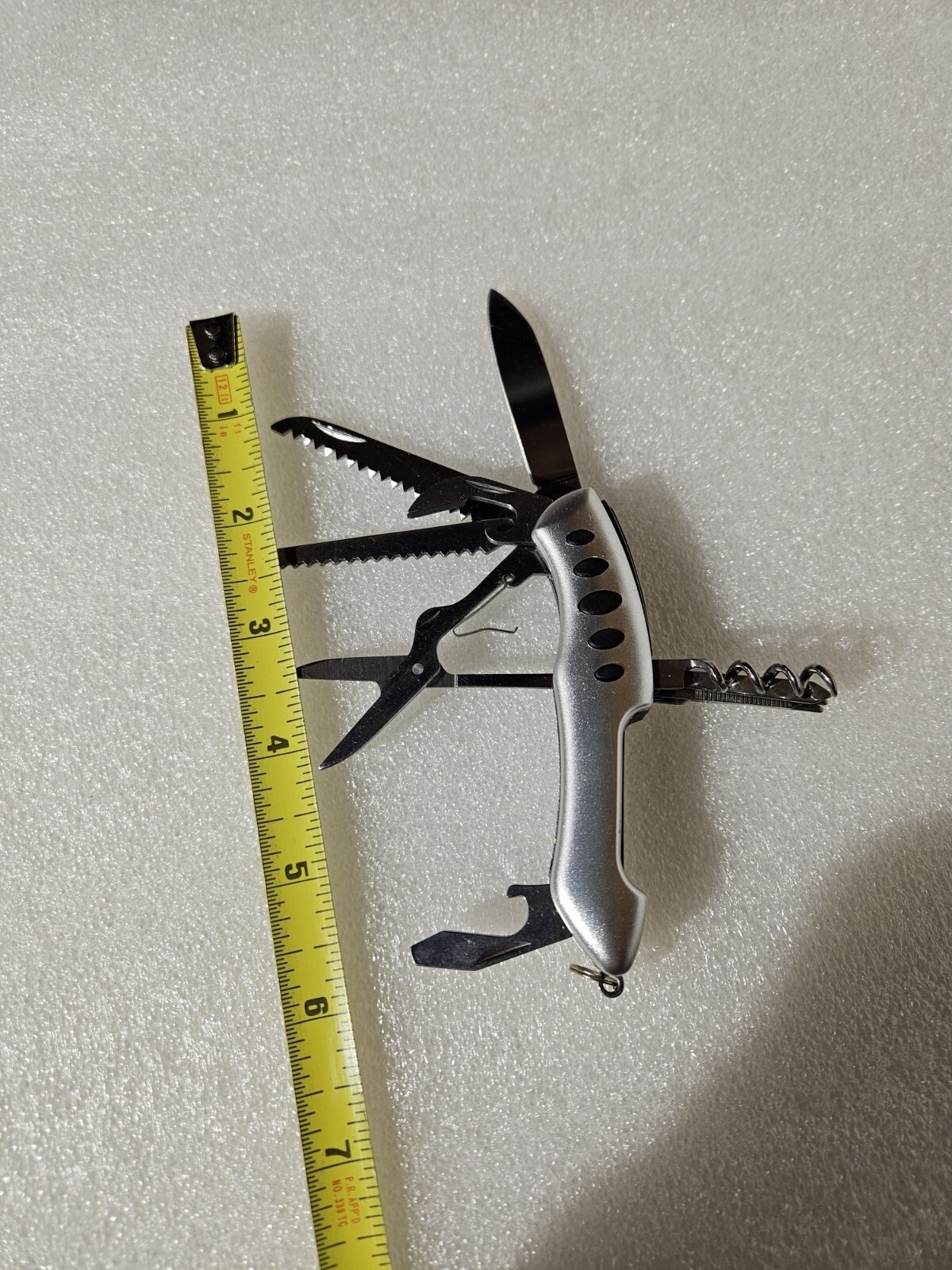American Mint Multi Tool Scissors Cork Screw File Saw Plain Edge Folding Knife
