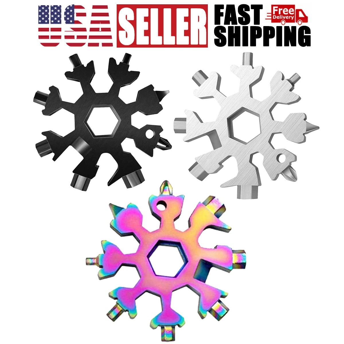 3PACK 18-in-1 Snowflake Multi-Tool Carbon Steel Multitool Screwdriver Opener US
