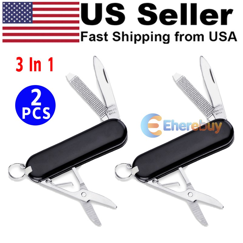 2PCS Multi-Use Army Knife Pocket Knife Mini Folding Knife Camping Survival Tools
