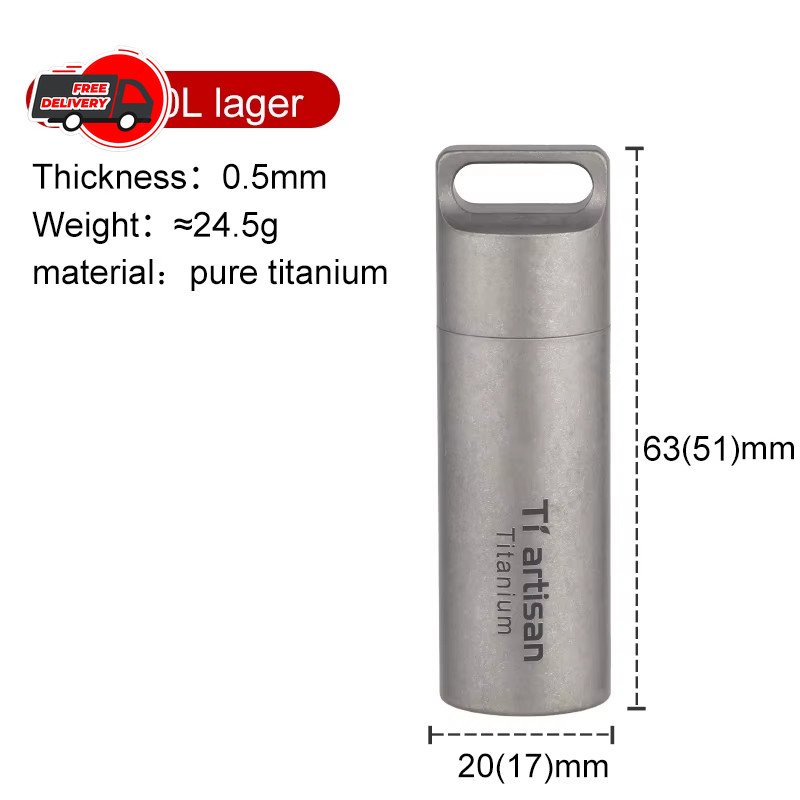 Titanium Alloy Waterproof Container Pill Box Travel Survival EDC Tool Keychain