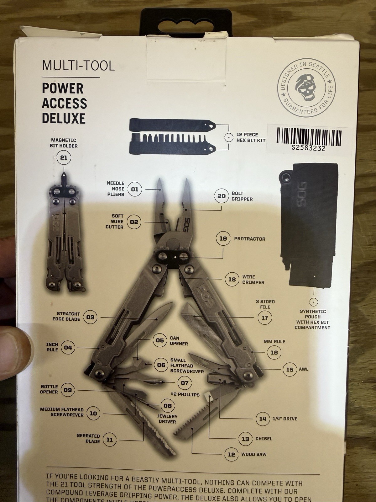 Sog -Power Access Deluxe 21 Function Multitool -Bnew In Clamshell
