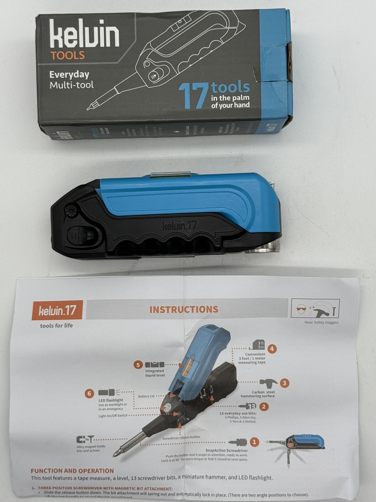 Kelvin Tools The Everyday Multi-Tool with Flashlight 17 Tools in One NEW In Box