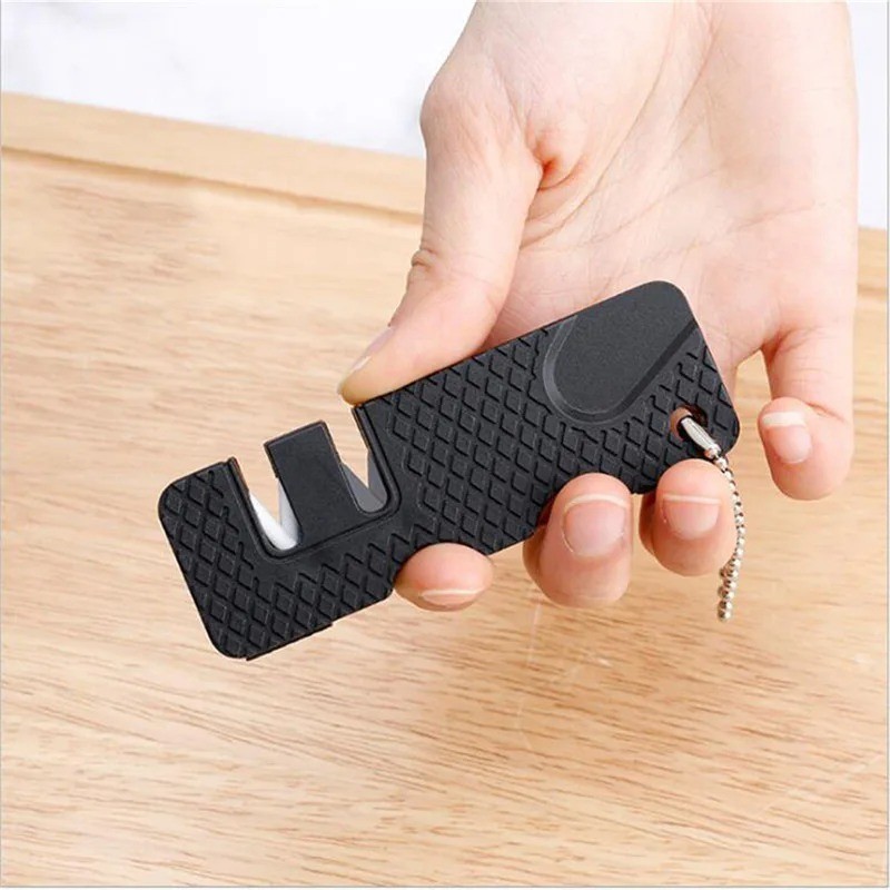 Ceramic Steel Dual Pocket Knife Sharpener KeyChain Survival Gear Hiking Camping