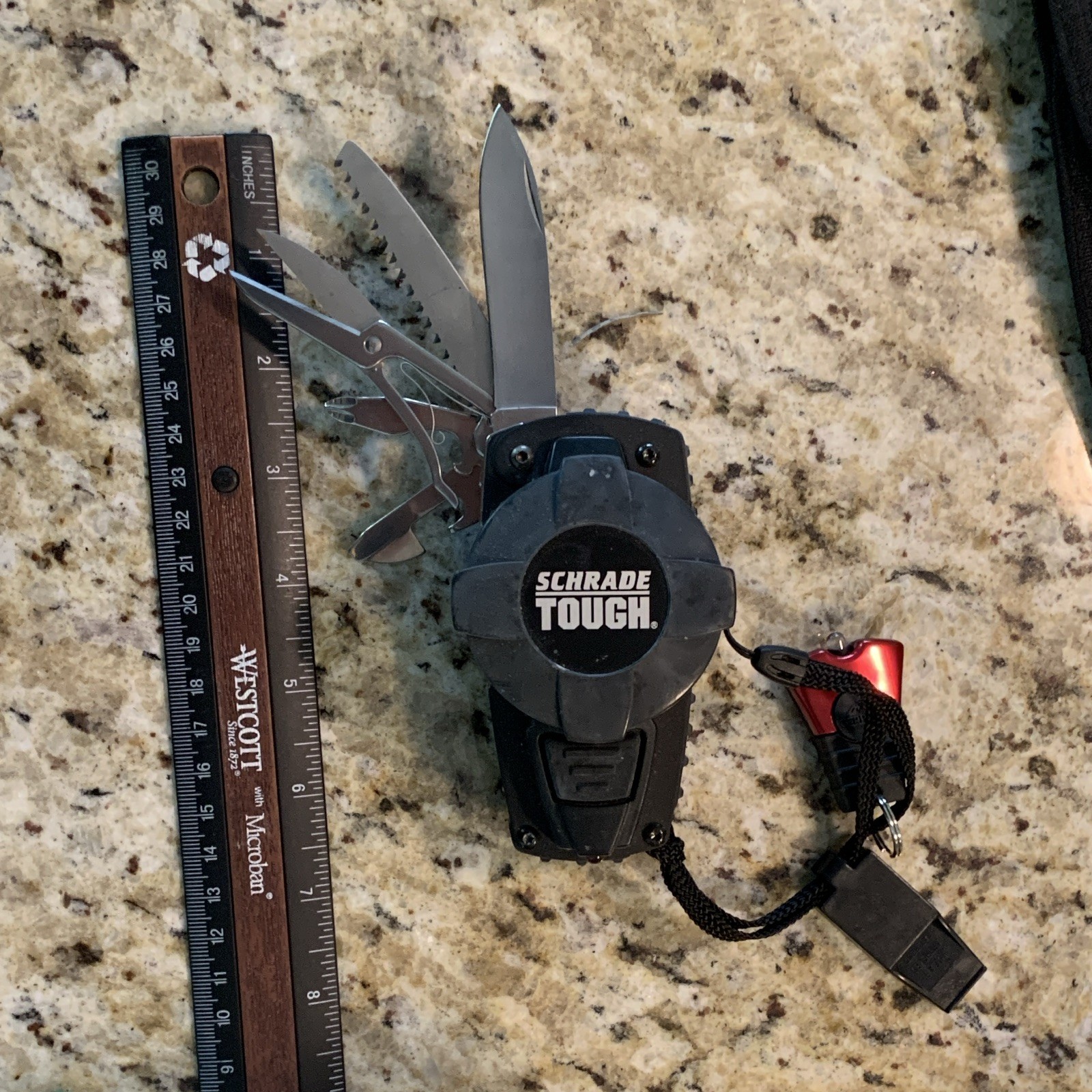 Schrade Tough 11-in-1 Multi-Tool Stainless w/ Compass, Lanyard, 2.5in