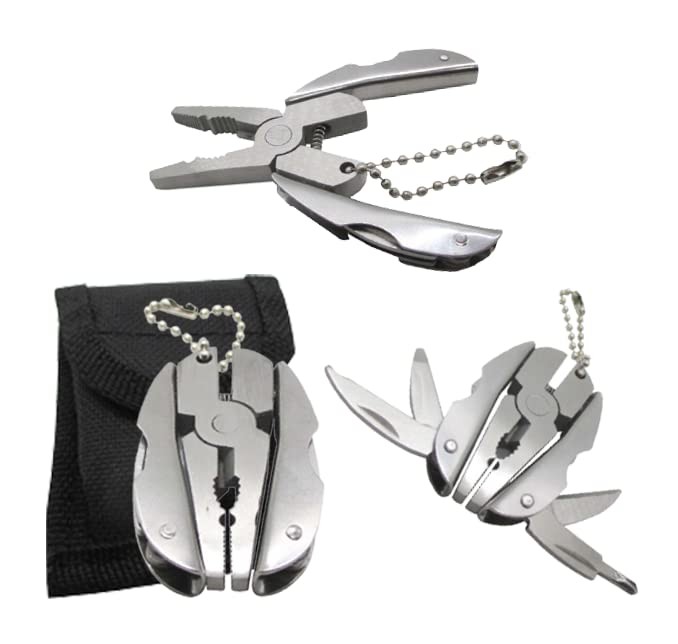 Mini Keychain Set – 6-in-1 Multitool Plier, Adjustable Wrench & Carry Case –
